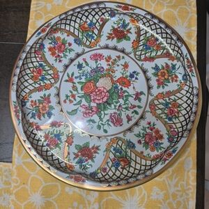 Daher Decorated Ware Tin Floral Decorative Serving Plate 1971